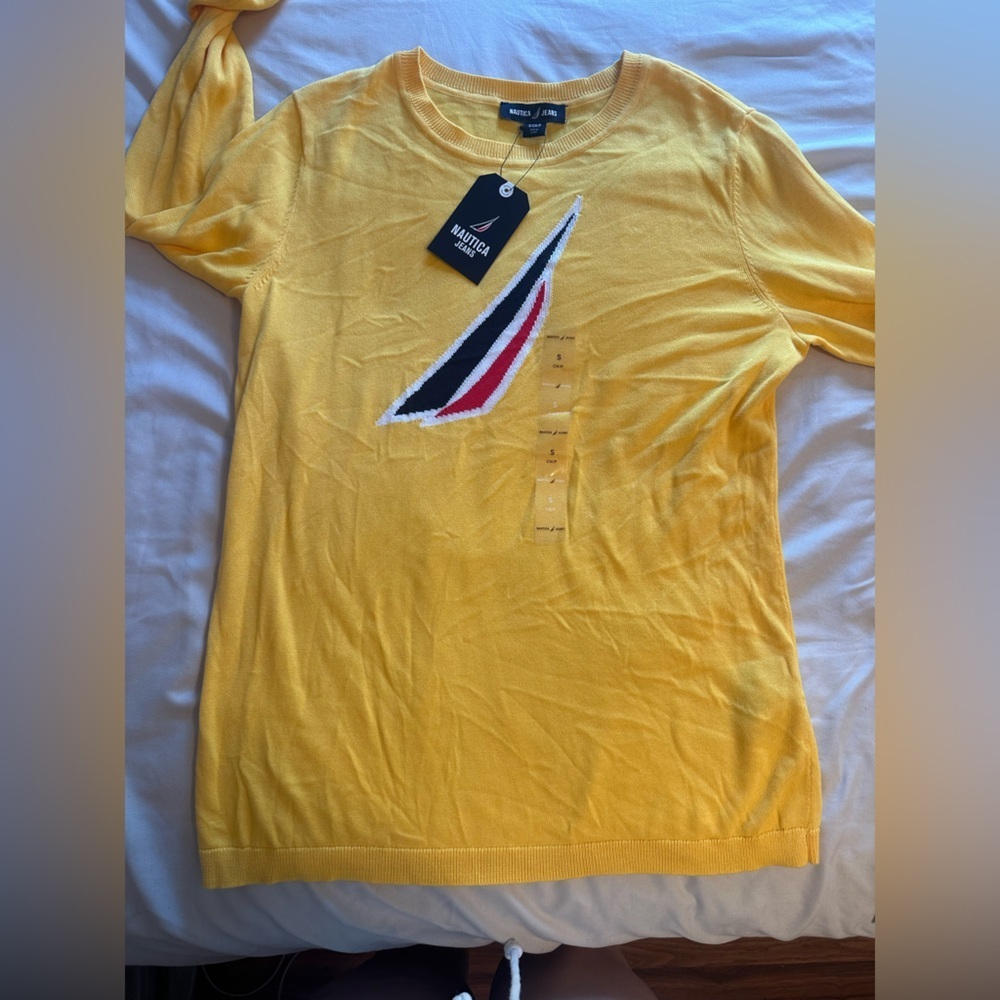 Nautica Women's Yellow Sweatshirt with Logo - Picture 2 of 6